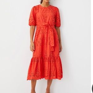 NWT Ann Taylor Eyelet Midi Flare Dress Size 14